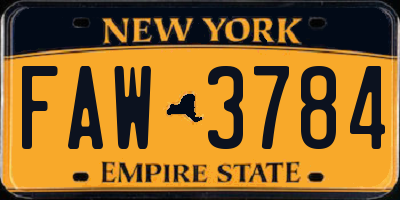 NY license plate FAW3784
