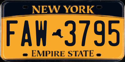 NY license plate FAW3795