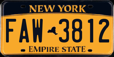 NY license plate FAW3812
