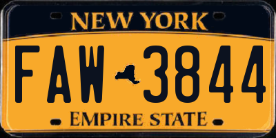 NY license plate FAW3844
