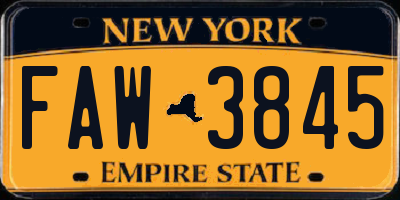 NY license plate FAW3845