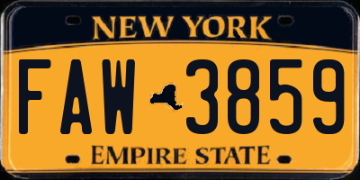 NY license plate FAW3859