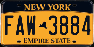 NY license plate FAW3884