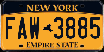 NY license plate FAW3885