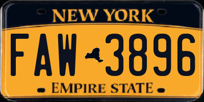 NY license plate FAW3896