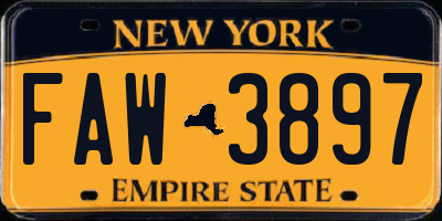 NY license plate FAW3897