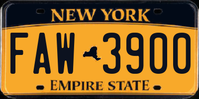 NY license plate FAW3900