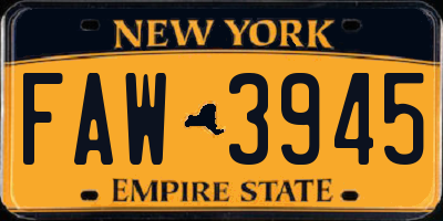 NY license plate FAW3945