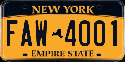 NY license plate FAW4001