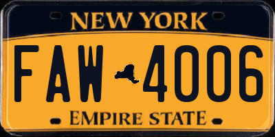 NY license plate FAW4006