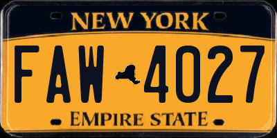 NY license plate FAW4027
