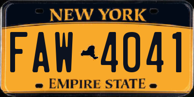 NY license plate FAW4041