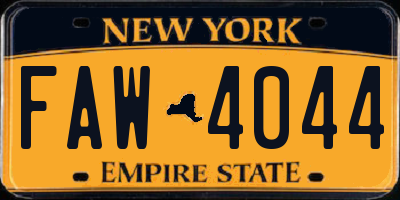 NY license plate FAW4044