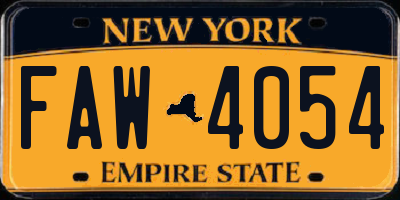 NY license plate FAW4054