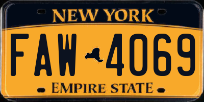 NY license plate FAW4069