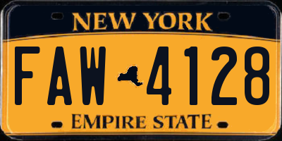 NY license plate FAW4128