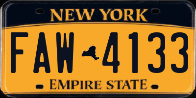 NY license plate FAW4133