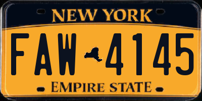 NY license plate FAW4145