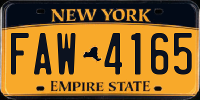 NY license plate FAW4165