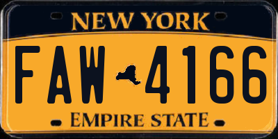 NY license plate FAW4166