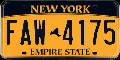 NY license plate FAW4175