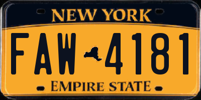 NY license plate FAW4181