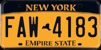 NY license plate FAW4183