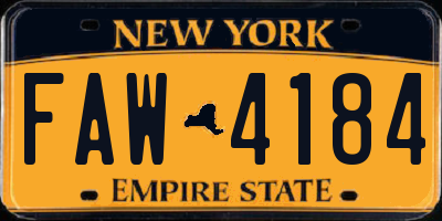 NY license plate FAW4184