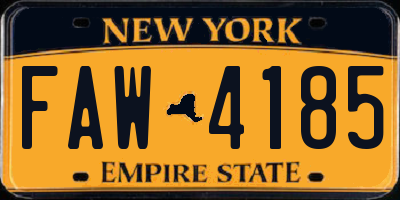 NY license plate FAW4185