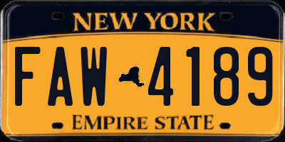 NY license plate FAW4189