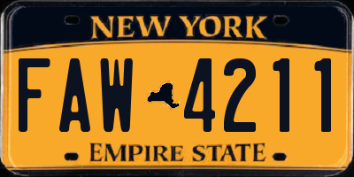 NY license plate FAW4211