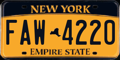 NY license plate FAW4220