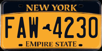 NY license plate FAW4230