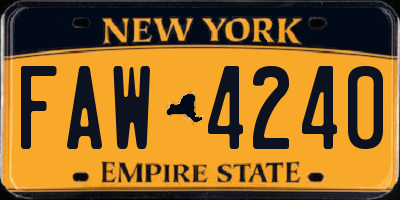 NY license plate FAW4240