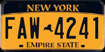 NY license plate FAW4241