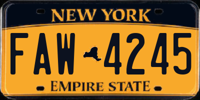 NY license plate FAW4245