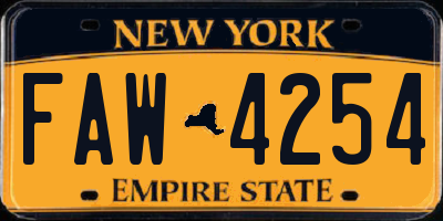 NY license plate FAW4254