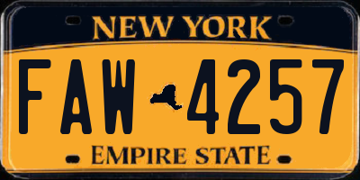 NY license plate FAW4257