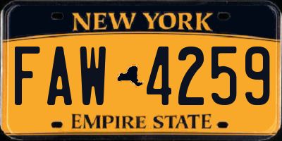 NY license plate FAW4259
