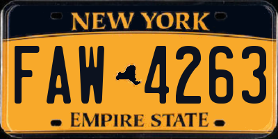 NY license plate FAW4263