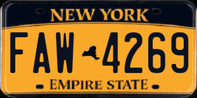 NY license plate FAW4269