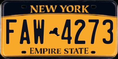 NY license plate FAW4273