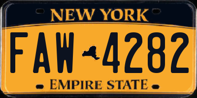 NY license plate FAW4282