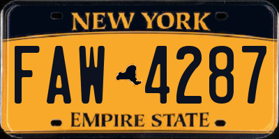 NY license plate FAW4287