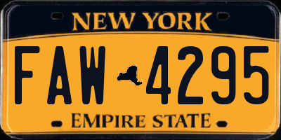NY license plate FAW4295