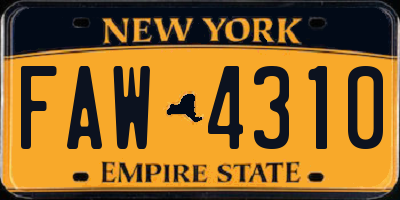 NY license plate FAW4310