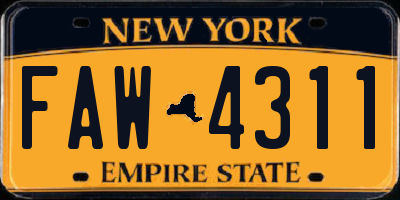 NY license plate FAW4311