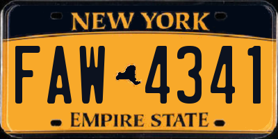 NY license plate FAW4341