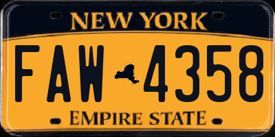 NY license plate FAW4358