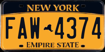 NY license plate FAW4374